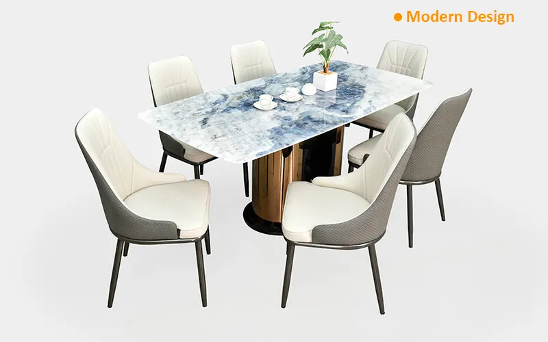 Luxo Nation Andrea :- Exquisite - 6- Seater Italian Marble Dining Set